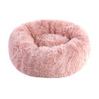 Cama mullida suave redonda del gato del buñuelo, color gris de la piel de la felpa de la cama del amortiguador del gato/del rosa material proveedor