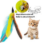 Juguete retractable del gato, juguete de la vara de la pluma del gato con las plumas de pájaros de 1 de poste 7 gusano de los accesorios proveedor