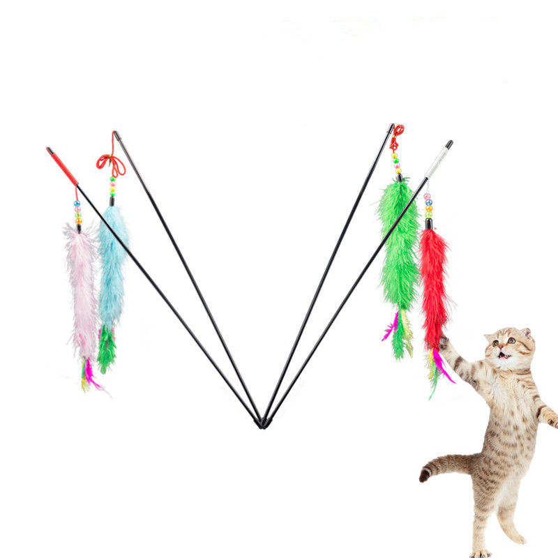 El gato interactivo de la moda juega los juguetes educativos suaves del gato de la cola larga del palillo de las plumas de la felpa proveedor