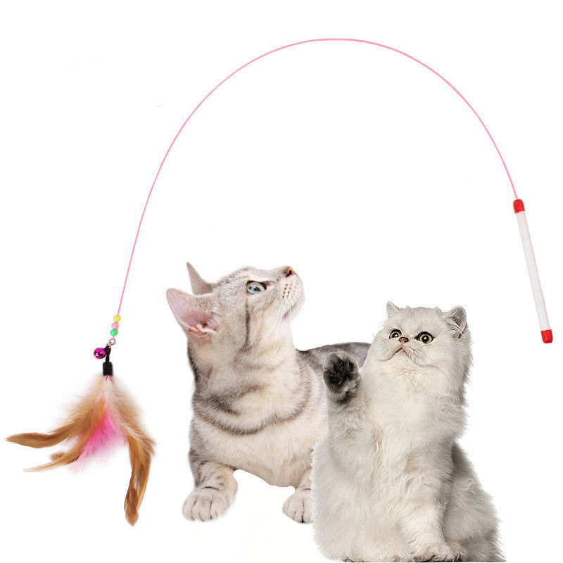 El gato interactivo colorido juega el gato de Bell de la pluma del alambre que cosquillea el palillo con el logotipo modificado para requisitos particulares proveedor
